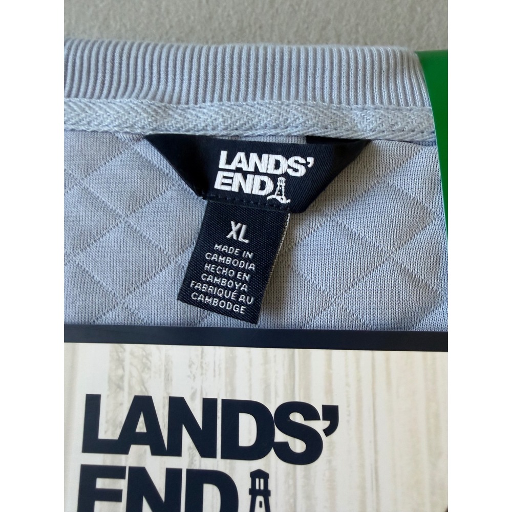 Lands End Womens XL Quilted Lounge Set 2-Piece Blue V-Neck Top Jogger Pants NEW - Picture 2 of 4
